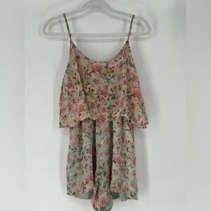 FOREVER 21 SILKY FLORAL SUMMER ROMPER LINGERIE STRAPS LINED, FEMININE & FUN‎